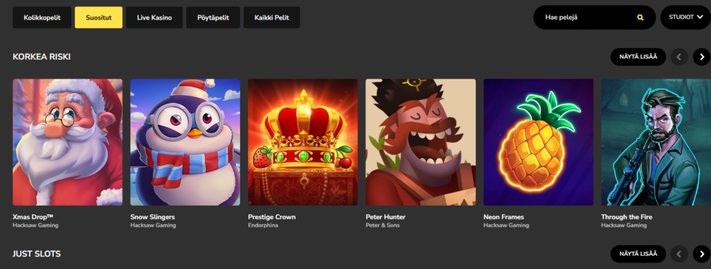 suositut kasinopelit hurmio kasinolla