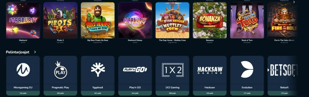 valtti kasinon pelivalikoima