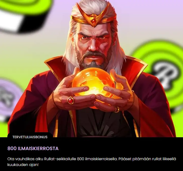 800 ilmaiskierrosta rullat kasinolta