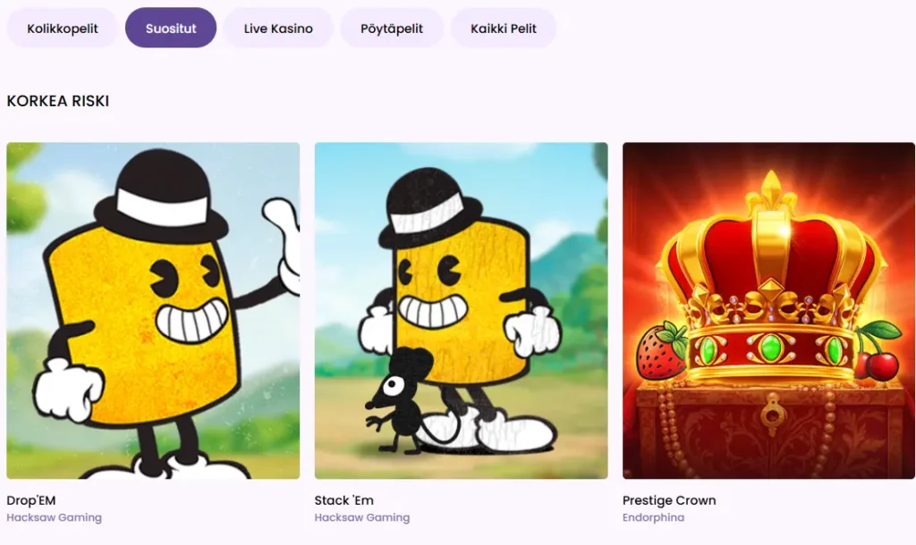 rullat kasinon pelivalikoima