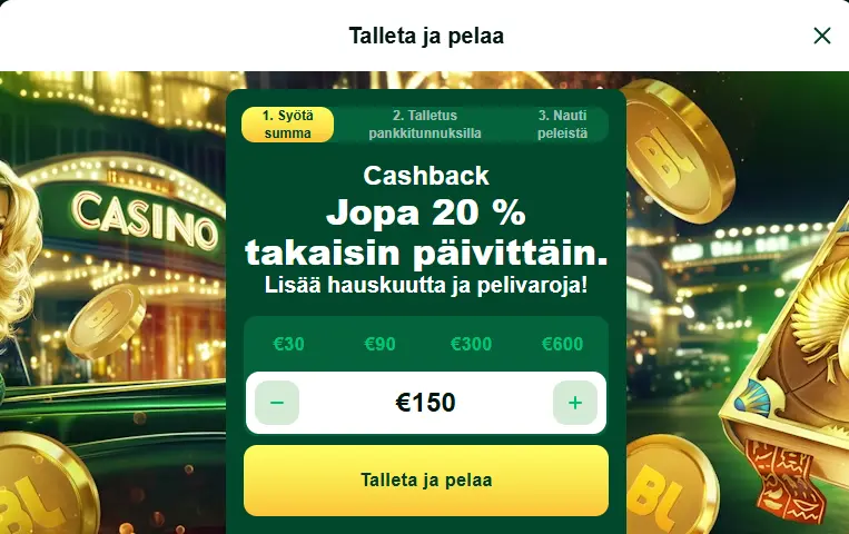 talleta ja pelaa bigluckyllä