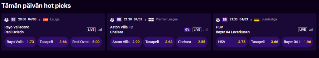 Hyvät kertoimet vedonlyöntiin