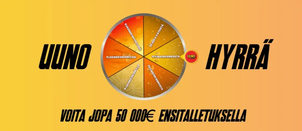 uuno hyrrästä 50 000e ensitalletuksella