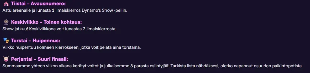 Maistuvia voittoja sirkus showsta